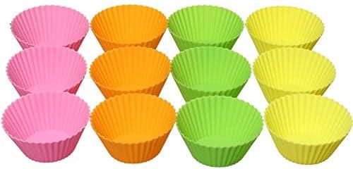 one year warranty_Set Of 12 Pieces Pancake Baking Molds Silicone, Multi Color
