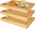 1MD Wooden Trays Set of 3, Rectangular Bamboo Tray with Handles, Breakfast Tray, Dining Trays, Serving Tray for Dinner, Tea and Dessert