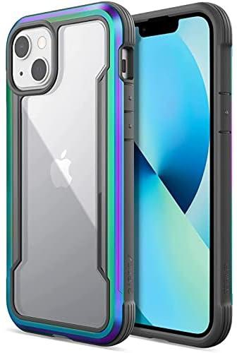 Raptic shield case compatible with iphone 13 case, shock absorbing protection, durable aluminum frame, 10ft drop tested, fits iphone 13, iridescent