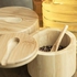 Bamboo sugar dish with bamboo Teaspoon Coffee Beans torage