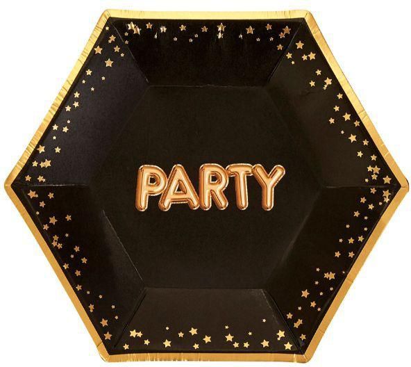 Neviti Glitz & Glamour Black & Gold Plate - Medium - Party- Babystore.ae