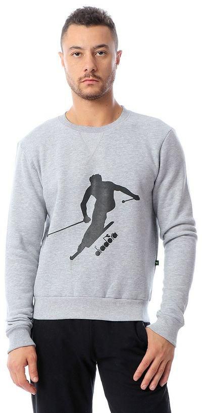 Diadora Men's Sportive Printed Sweatshirt -Grey