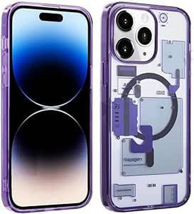 حافظة مغناطيسية شفافة متوافقة مع هاتف iPhone 14 Pro Max (الجزء الخارجي من iPhone العاري) حافظة سيليكون رفيعة للغاية هجينة للغاية (غير صفراء) من Next Store (أرجواني) من Next Store