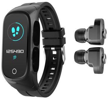 Activity Tracker Smart Watch And TWS Earbuds Combo Set Black