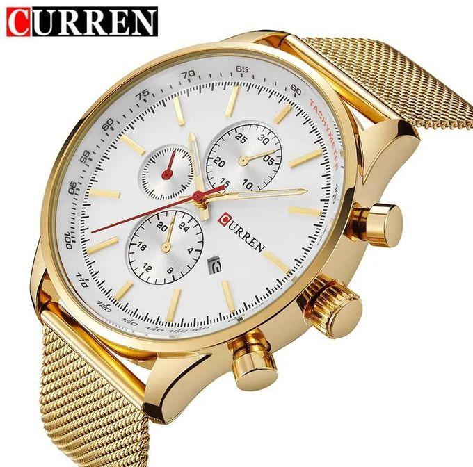 Curren Fashionable Luxury Automatic Stainless Steel Luminous Casual Wrist Watch 8227 Gold