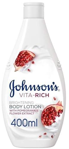 جونسون مرطب الجسم فيتا ريتش، بمستخلص زهرة الرمان المفتحة، 400 مل، مع زبدة الشيا المغذية، 24 ساعة ترطيب، لوشن الجسم المغذي