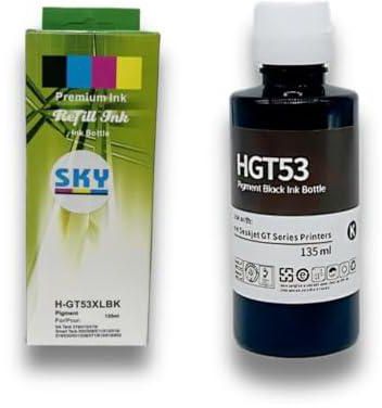 SKY® GT53XL/GT53/GT51 Black 135ml Compatible Refill Ink Replacement for GT53XL GT53 GT51 Ink Bottle to Use for DeskJet GT5810, 5820, HP DeskJet GT and Smart Tank Series Printers