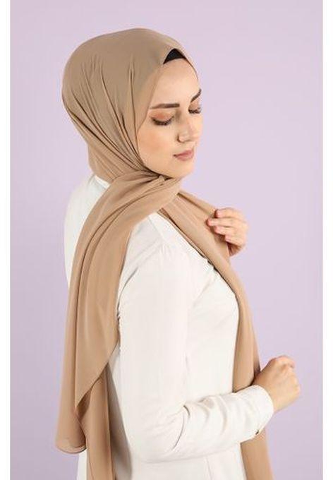 From Fatah Long Scarf Crepe Solid For Women (beige )