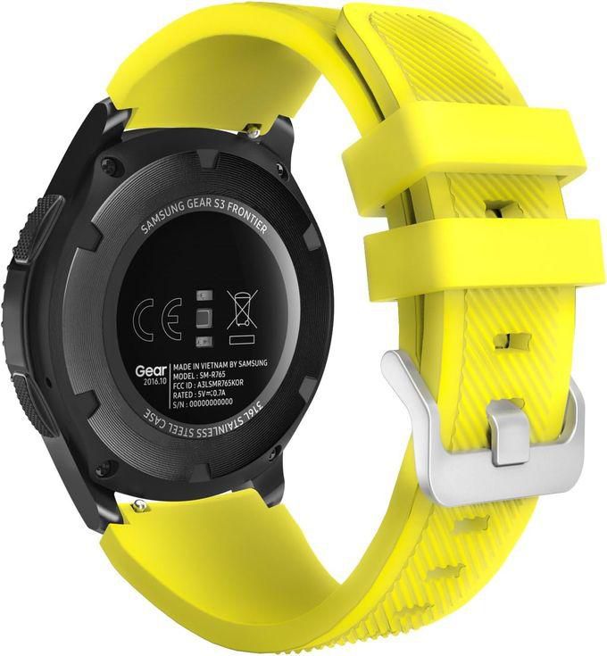 Tentech Sport Silicone Band 22mm Suitable For Huawei Watch 3/3 Pro/GT2 Pro/GT2e/GT2/GT 46mm - Samsung S3 And S4 46mm - Watch Active 2 44mm - Watch 3 45mm - Honor Magic 2 46mm - Yellow
