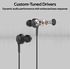Promate In-Ear Earphones, Universal Dynamic Hi-Res Noise Isolating Wired Earphones with Built-In Mic, Remote Control, HD Sound Quality and 1.2m Tangle-Free Cord, Duet Black