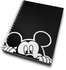 دفتر ملاحظات مقاس A4 بغلاف مقوى مطبوع عليه شخصية ميكي ماوس أسود/ أبيض