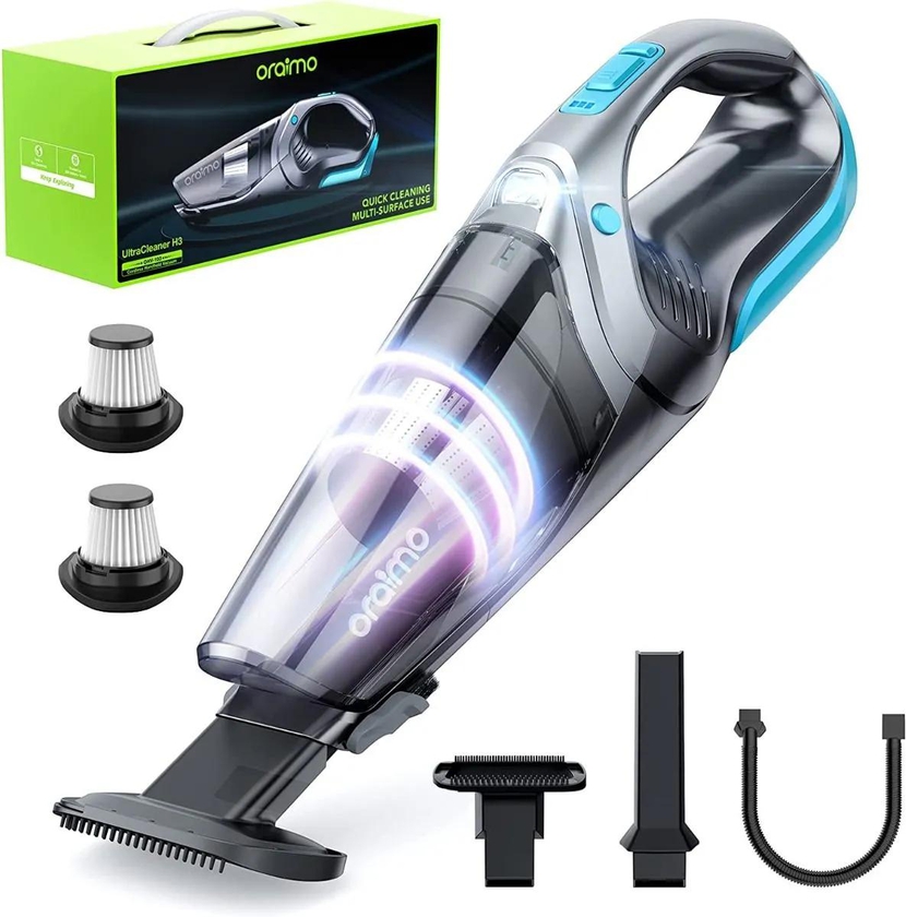 oraimo UltraCleaner H3 7500pa Super Suction Cordless Handheld Vacuum Cleaner,120W HEPA+Stainless Dual Filtration, for floor dirt, pet hair, stairs and car dirt