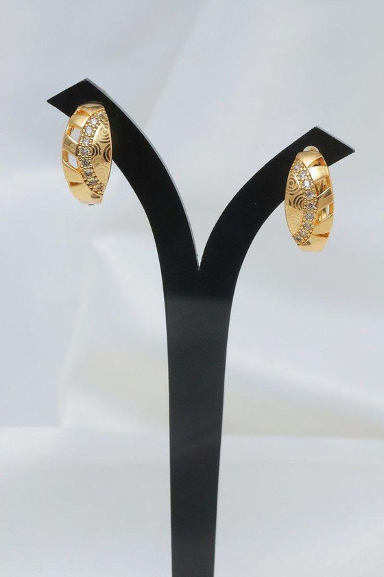 Earrings (Tkahh) Cubic Zircon For Women - Gold Plated