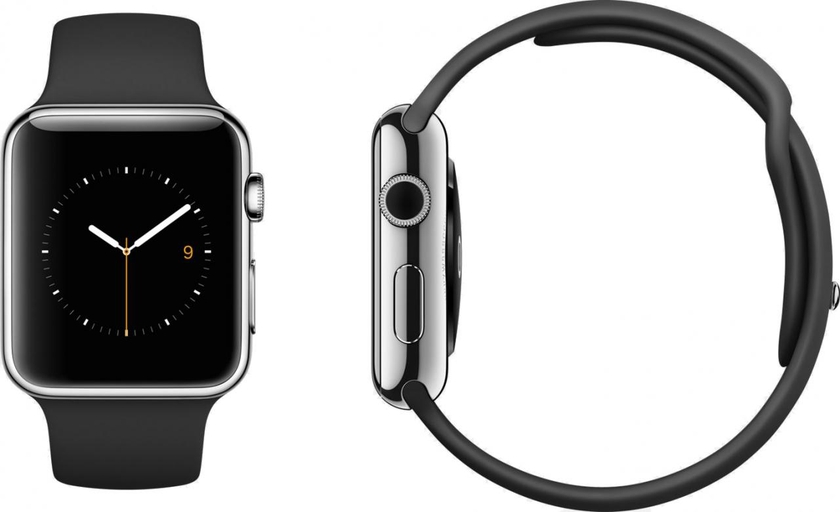 Apple Watch 42mm Stainless Steel Case with Black Sport Band