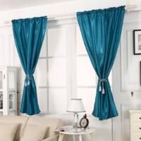 Deals For Less Luna Home, Elegant Tulle, Short Window Curtain Set Of 2 Pieces With 2 Holder Aquamarine Color With 2 Free Curtain Holder