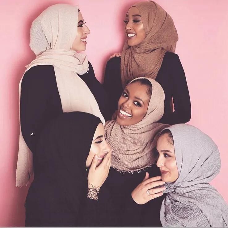 Women Muslim Crinkle Hijab Scarf Femme Musulman Headscarf islamic Hijab Shawls and Wraps Scarves