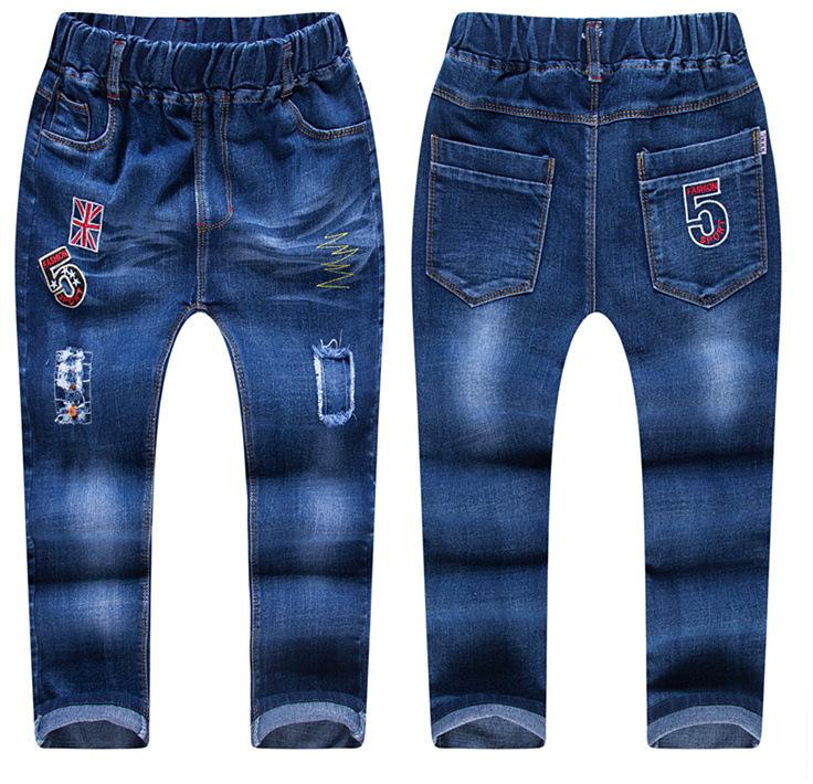 Koolkidzstore Boys Pants Long Jeans Number 5 Embroidery 4-8Y (Denim Blue)