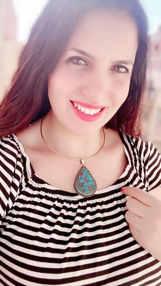 Handmade Necklace With Fayrouz Gemstone Navy Blue 2 Pcs Tear Gold Plat Copper