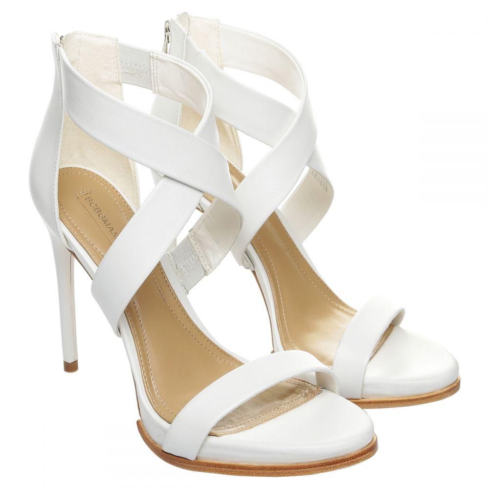 BCBGMaxazria Elyse High-Heel Crisscross Ankle Dress Sandal for Women - White, 7 US