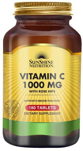 Sunshine Nutrition Vitamin C 1000mg With Rosehips 180 Tablets