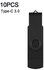 OTG Pen Drive 10PCS USB Stick 2 In 1 High Speed Pendrive Black-Type-C 3.0