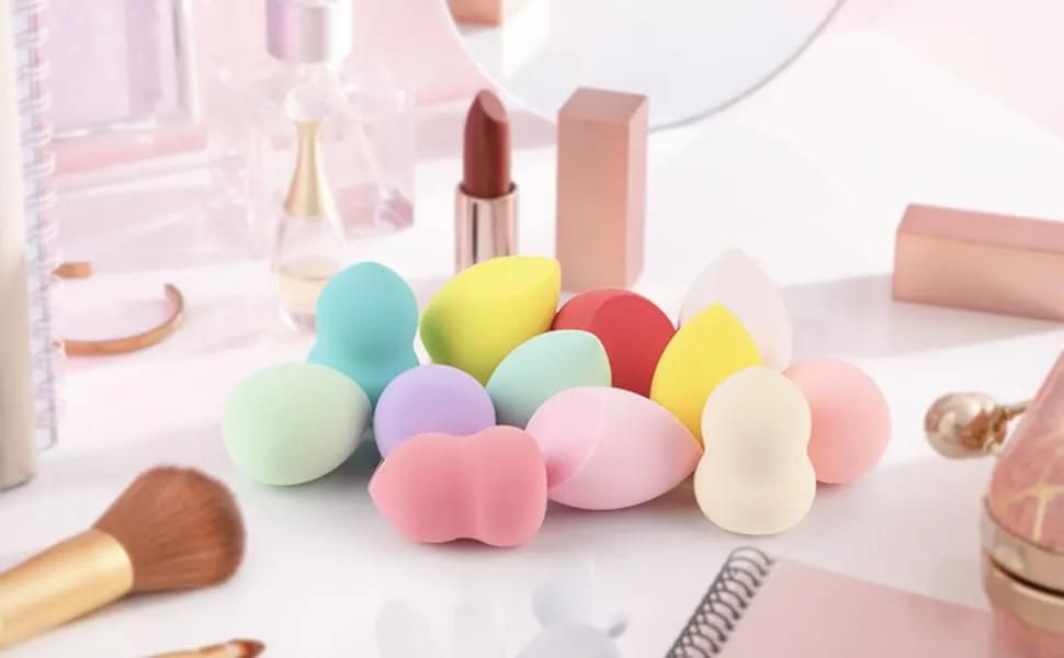 12  Pieces Professional Cosmetic Puffs Egg Shape Make Up Sponges