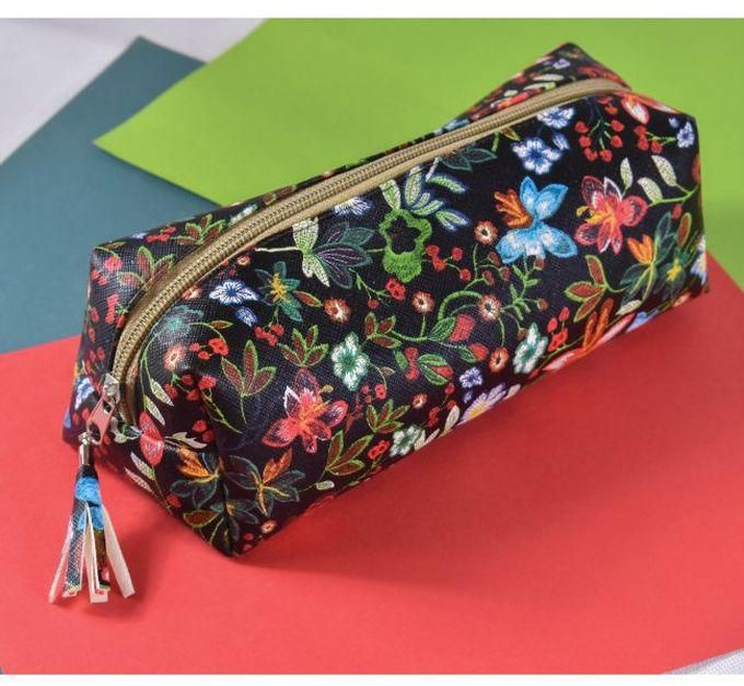Large Capacity Flowery Pencil Case Pen Bag School Stationary Supplies