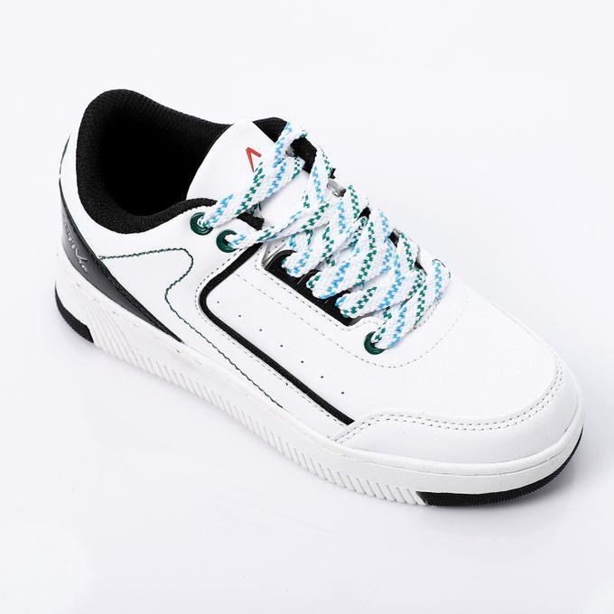 Activ White With Touch Of Green & Black Girls Sneakers