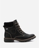 Shoe Room Lace Up Ankle Boots- Black