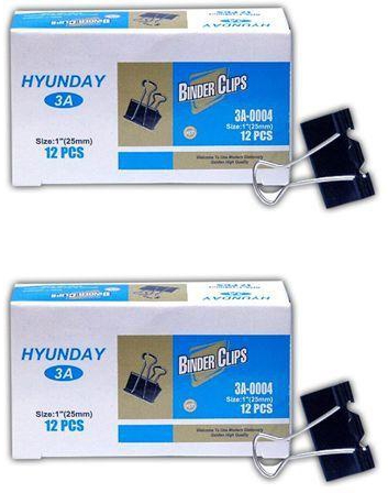 hyunday Binder Clips From 3A - 25mm - 24 Pcs
