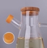 Atraux Pour Glass Oil Vinegar Dispenser Bottle With Handle &amp; Wooden Lid (1 PCS)1000-ml