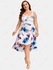 Plus Size 3D Floral Printed Ruched Lace Up Cisscross Cinched Spaghetti Strap Dress - 4x | Us 26-28