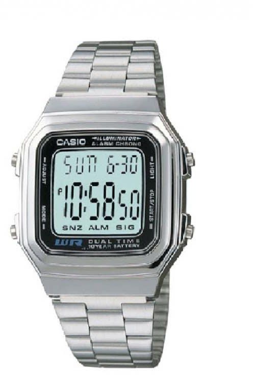 Get Casio A179WA-1ADG Digital Watch for Men, Stainless Steel Band - Silver with best offers | Raneen.com