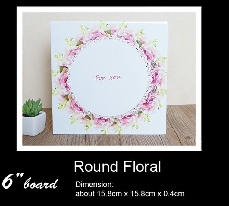 Kampungstore Cake Board 16cm, Round Floral, 5pcs (White)