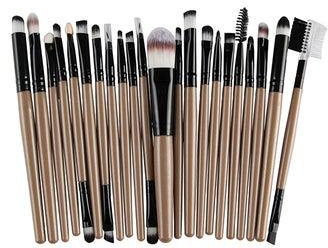 22-Piece Beauty Eyeshadow Eyeliner Lip Cosmetic Makeup Brush Set Brown/Black