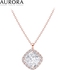 Auroses Square Halo Pendant 925 Sterling Silver 18K Rose Gold Plated
