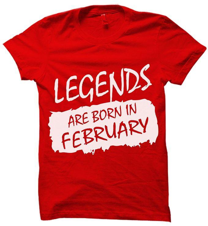 Danami Legends Are Born In February Birthday T Shirt- Red