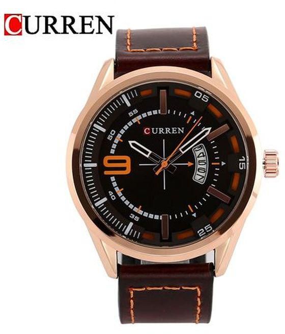 Curren CURREN 8295 Men Leather Wristwatch-Brown