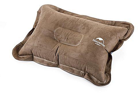 Naturehike Air Inflation Suede Fabric Pillow For Outdoor Camping Travelling Home Use - Brown