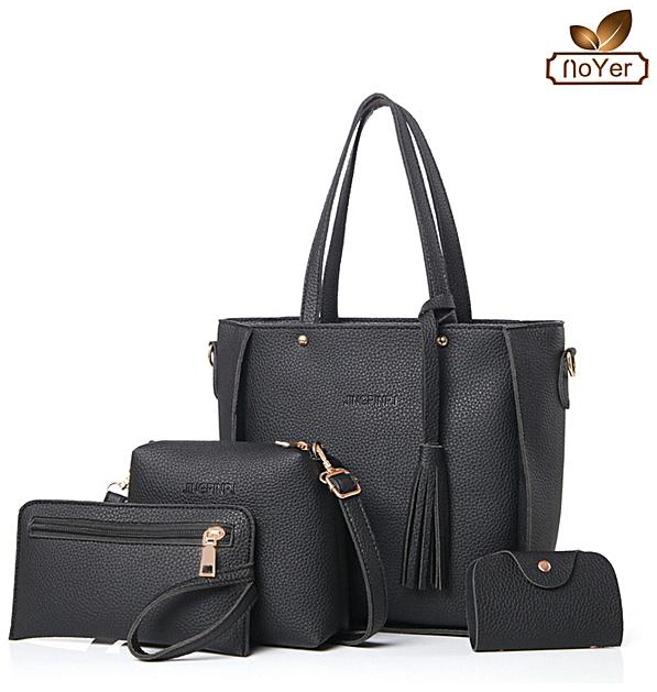 Jing Pin 4 in 1 PU Leather handbag black