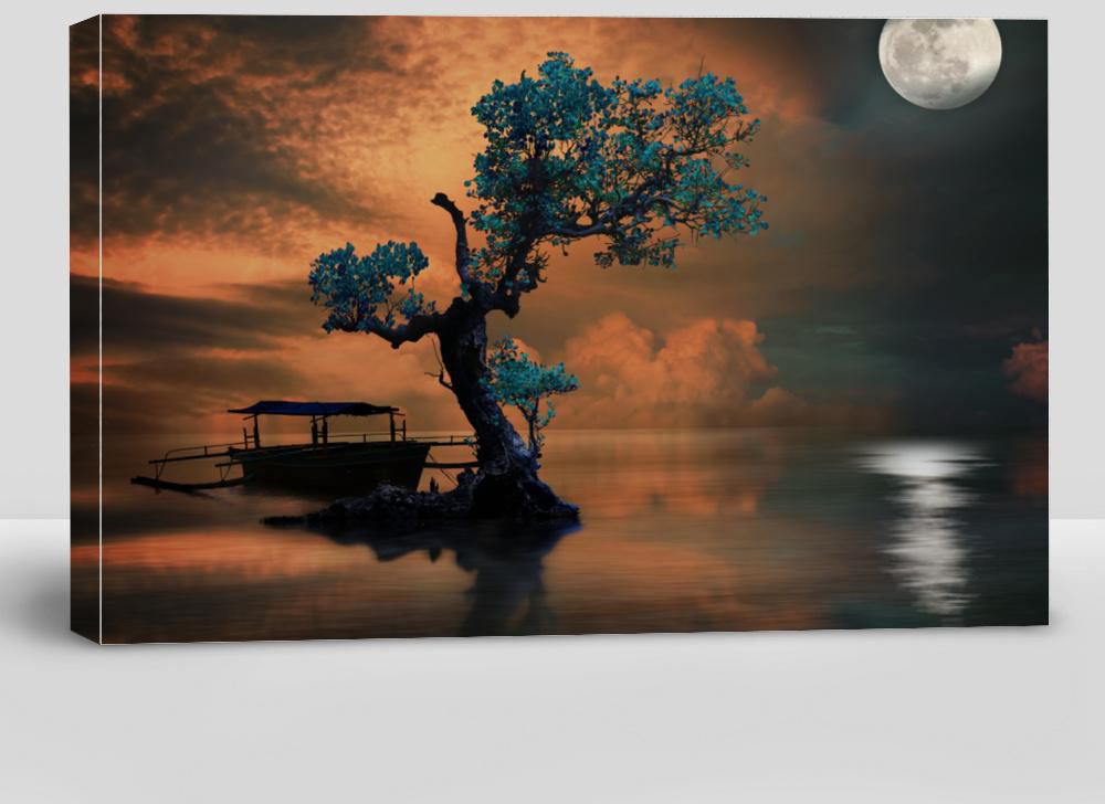 Amazing Tree Under the Moonlight Custom Canvas Decorations