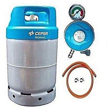 Cepsa CEPSA CEPSA 12.5kg Gas Cylinder With Metered Regulator, Hose & Clips - Blue Cap