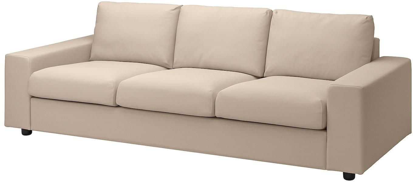 VIMLE 3-seat sofa - with wide armrests/Hallarp beige