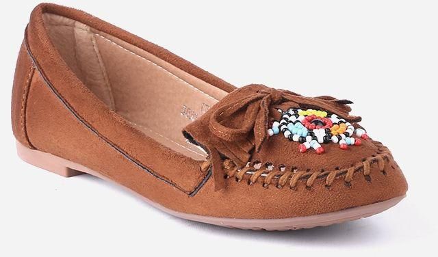 Joelle Suede Loafer with Beaded Upper -Camel