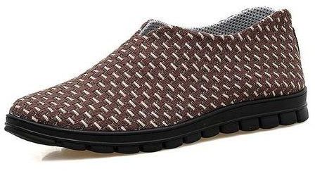 Tauntte Korean Men Slip On Canvas Shoes Fashion Weave Casual Shoes (Brown)
