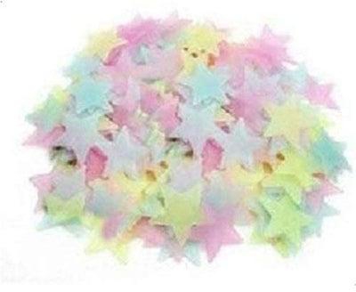 Fluorescent Wall Stickers Decal Glow Luminous Stars Multicolour 46g