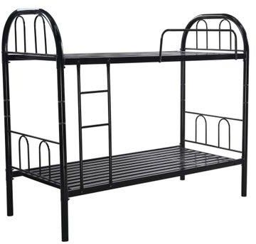Metal Steel Bunk Bed SILA-113 Heavy Duty BLACK & Guard Rails Sturdy for Home, Baby Home, Apartment Studio Room Size 90x190 cm