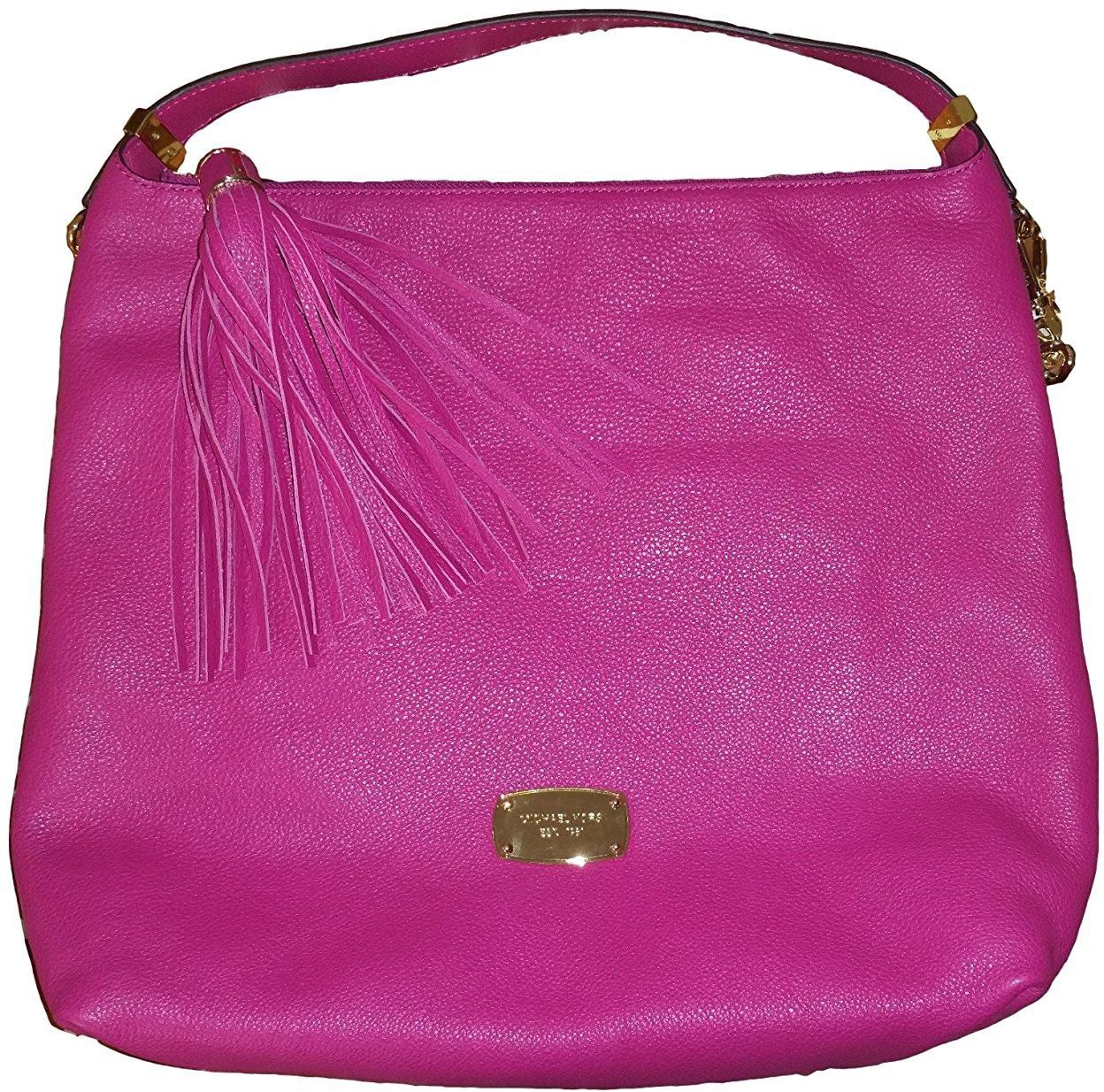 Michael Kors Bedford Fuschia Pink Leather Shoulder Hobo Bag
