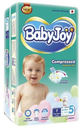 Baby Joy Compressed Mini Diapers Size 5(14-25 Kg), 7 Count