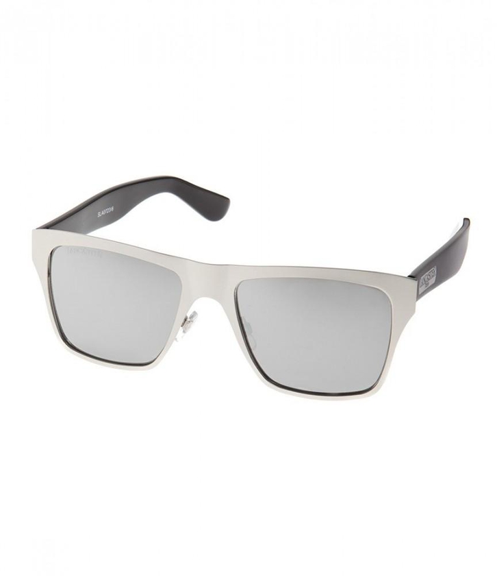 Lancaster Unisex Renoir Square Silver Mirror Lense Black Acetate Frame Sunglasses
